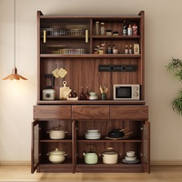 Nouveau buffet en bois de noyer noir massif de style chinois, meuble de maison minimaliste sur pied, 5+ tiroirs, tout-en-un