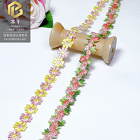 LEIXUSI Bordure en dentelle florale multicolore de 2 cm, brodée pour enfants, accessoires faits main de style victorien, vente en gros