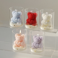 Großhandel Handgefertigte Party- und Hochzeits-Souvenirs Geschenk-Rosenbär-Kerze Einzigartiges Valentinstag-Geschenk Glas-Duftkerzen aus Sojawachs