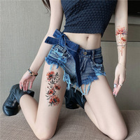 Nouveau design 3D noir réaliste tatouage temporaire feu lion tigre loup fleur crâne Halloween autocollants de tatouage demi-bras
