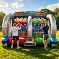 Jeu de tir au basket gonflable 2-en-1 avec système IPS, jeu sportif interactif gonflable d'extérieur pour événements festifs et location