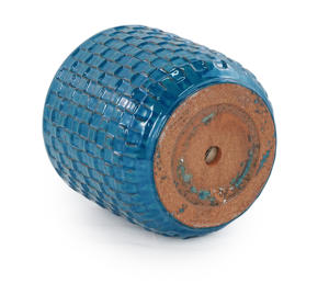 Maceta de Cerámica con Diseño de Cuadrícula Azul Turquesa Estilo Americano - Maceta Decorativa Ecológica y Duradera con Orificio de Drenaje para - Product Image 5