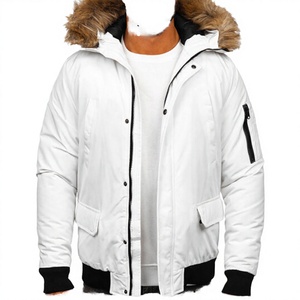 <b>Men's</b> White Hooded Puffer Jacket Turn-down Collar Windproof Casual Winter <b>Coat</b> Regular Fit Nylon Solid Anti-UV Zipper Closure <b>UK</b> - Product Image 3