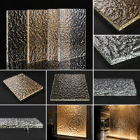 Panneaux en verre artistique thermofusible de luxe, texture 3D, feuilles gaufrées personnalisées pour la décoration murale architecturale intérieure de luxe