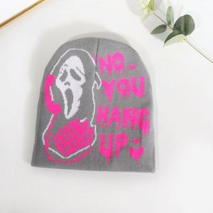 หมวกบีนนี่ถักลายแจ็คการ์ดแบบยูนิเซ็กซ์ ดีไซน์หัวกะโหลกผีสุดเท่ สไตล์ฮิปฮอป สำหรับฤดูหนาว เหมาะสำหรับผู้ชายและผู้หญิง - Product Image 5