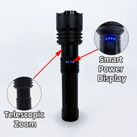Linterna LED con Zoom e Indicador de Batería, Recargable por USB, Linterna Táctica Impermeable para Camping y Senderismo