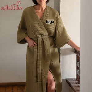 High Quality 100% <strong>Cotton</strong> <strong>Waffle</strong> Bathrobe Customized Logo And Size Short Sleeve Womens Bathrobe - Product Image 1