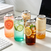 Bouteille de boisson transparente en PET avec logo personnalisé, format canette de soda ou jus, 330 ml, 500 ml