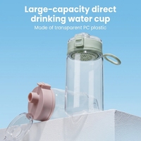Gourde portable d'extérieur en plastique écologique, type paille, 600 ml, pour adultes, à boire directement, avec infuseur à thé, dégradé givré, résistante à l'eau bouillante