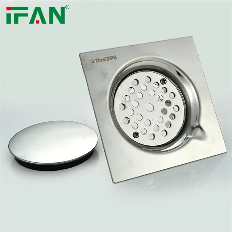IFAN बाथरूम फ़्लोर वेस्ट ड्रेन स्टेनलेस स्टील चौकोर आकार शावर फ़्लोर ड्रेन