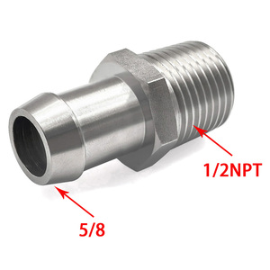 Adattatore per Tubo da 1/2" NPT a 5/8" Barb - Raccordo in Acciaio <span class=keywords><strong>Cromato</strong></span> per Collettore di Aspirazione e Tubo Riscaldatore - Compatibile con Motori Chevy SBC BBC Ford Mopar V8 - Product Image 2