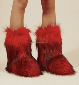 Bottes d'hiver en cuir chaud surdimensionnées moelleuses de luxe unisexe Bottes de motard en fourrure de <span class=keywords><strong>ski</strong></span> Bottes de motard en fourrure marron Bottes en fausse fourrure - Product Image 4