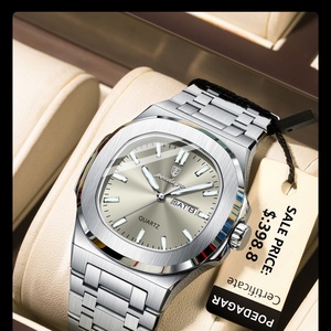 POEDAGAR Square Fashion Men's Wristwatch Week Date Stainless Steel Quartz Man <b>Watch</b> Luminous Waterproof Business <b>Watches</b> for Men - Product Image 4