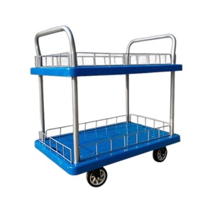 Best Selling Warehouse Double Side Plastic Flatbed Pullet Truck <b>Trolleys</b> - Product Image 1