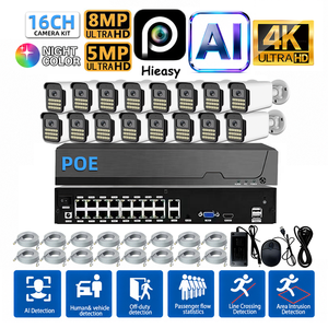 16CH 4K 8MP POE IP AI ค้นหาการจดจำใบหน้ากล้องเฝ้าระวังชุด NVR ONVIF IP66 กันน้ำการมองเห็นตอนกลางคืนระบบกล้องวงจรปิด - Product Image 1