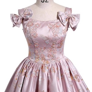 Off The Shoulder Floral Print Ball Gown Evening Dress Satin Empire Waistline Princess Dress For Birthday Party Bridal Banquet - Product Image 5