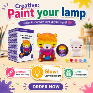 Kit Creativo per Bambini: Lampada a Forma di Orso da Dipingere, Giocattolo Artistico Fai-da-Te con Luce Notturna Luminosa - Product Image 2