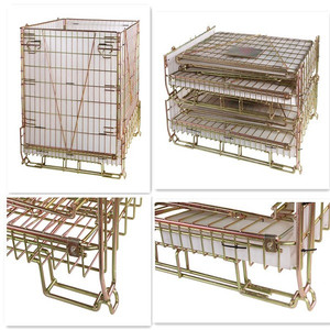 Conteneur en treillis métallique galvanisé Cage à palette européenne pliable pour le stockage en entrepôt Conception pliable conforme à <span class=keywords><strong>l</strong></span>'UE - Product Image 4