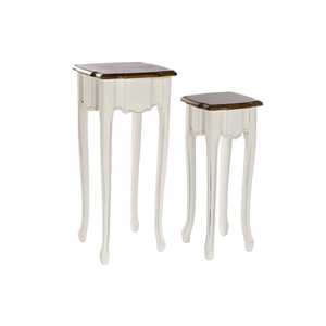 <b>SIDE</b> <b>TABLE</b> SET OF 2 PAULOWNIA 35X35X80 <b>WHITE</b> - Product Image 3