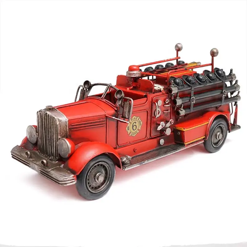 Металлическая модель пожарной машины в европейском стиле, ретро ностальгические украшения, винтажное ремесло, бар, домашний декор, аксессуары, подарок, античный