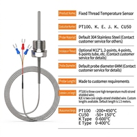 Sonde thermocouple PT100 en platine, résistance thermique, capteur de température étanche à filetage fixe, type K, type E