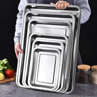 Plateaux de rangement en acier inoxydable pour nouilles et saucisses vapeur, plats à fruits, assiettes de cuisson pour pâtisseries et aliments, pour restaurants, hôtels et cuisines