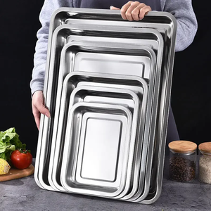 Plateaux de rangement en acier inoxydable pour nouilles et saucisses vapeur, plats à fruits, assiettes de cuisson pour pâtisseries et aliments, pour restaurants, hôtels et cuisines - Product Image 2