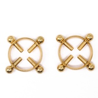 Anneau de téton réglable Gaby sans perçage en acier inoxydable certifié ASTM, plaqué or, zircon, faux bijou de corps pour femme