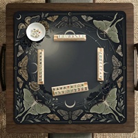 31.5 inç Koyu Akademi Ay ve Güve Mahjong Matı, Büyülü Çiçekli Göksel Tasarımlı Mahjong Masa Örtüsü (Poker ve Domino için)