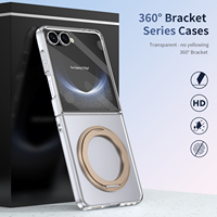 Kedatangan Baru 2025 Casing Ponsel Transparan Anti Benturan dengan Ring Holder dan Kickstand, Mendukung Pengisian Daya Nirkabel untuk Samsung Z Flip 8 7 6 5 4 3
