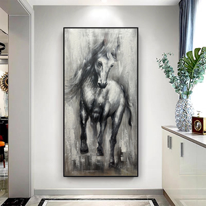 Белый конь современный домашний Декор картина маслом холст ручной работы серые животные настенные картины для гостиной без рамы Cuadros - Product Image 2