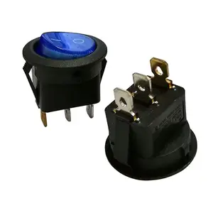 3 pins brass on-off toggle key waterproof blue light rocker switch RS-KCD1-3