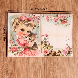 JAI IMAN 12 A5 Paper e 32 adesivi fragola gatto fai da te scrivibile decorazione <span class=keywords><strong>Decoupage</strong></span> Kit di <span class=keywords><strong>carta</strong></span> <span class=keywords><strong>per</strong></span> artigianato di <span class=keywords><strong>carta</strong></span> - Product Image 2