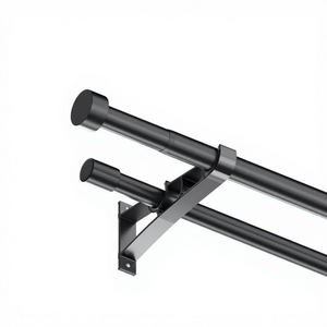 <span class=keywords><strong>Tringle</strong></span> à rideaux double réglable DaiRui, robuste, en métal noir mat, avec supports pour rideaux occultants, 18-144 pouces - Product Image 4