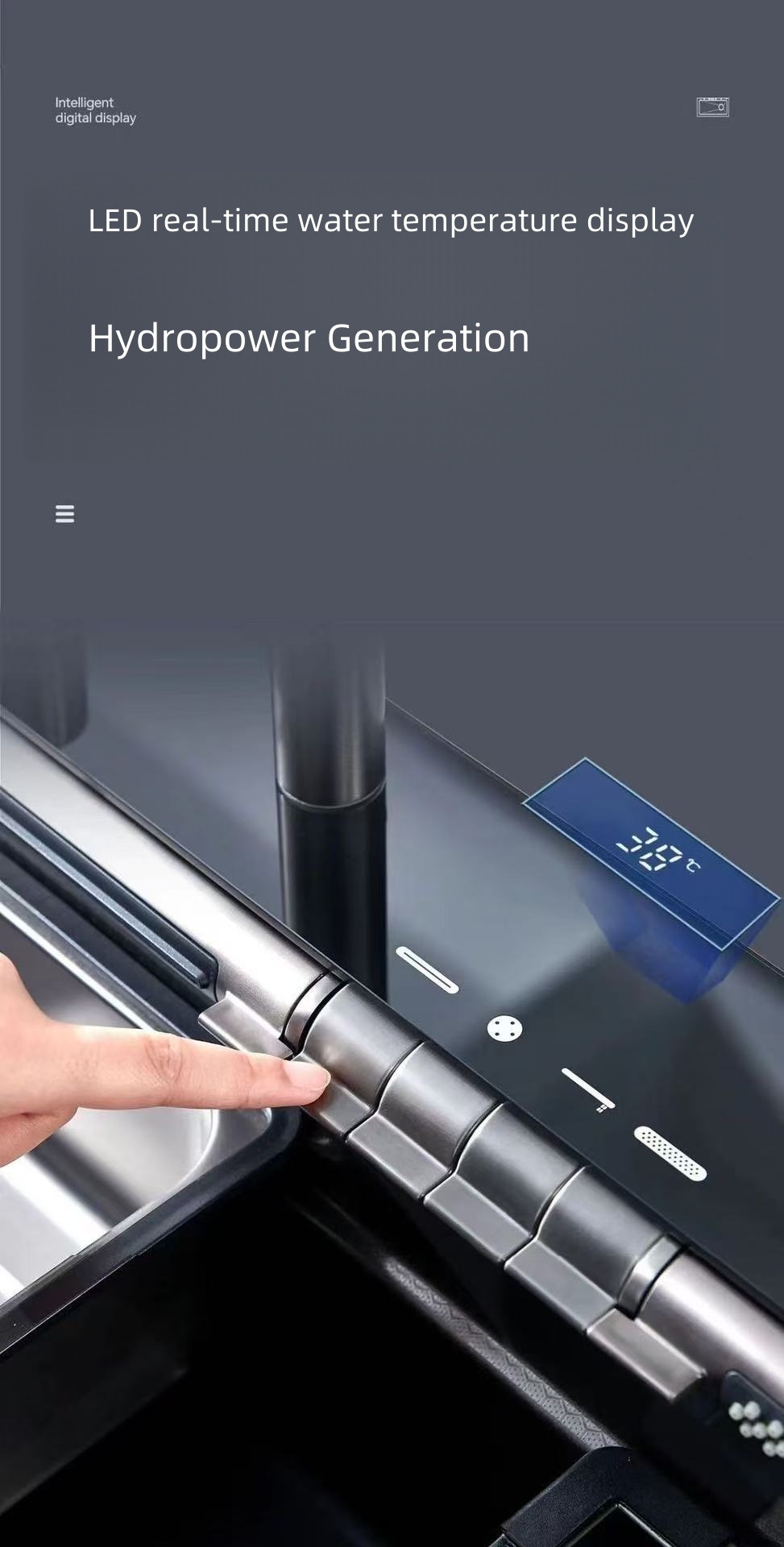 Modern Stainless Steel Smart Digital Display Single Bowl Gray Dishwasher Flying Rain Waterfall Multi-function Kitchen Sink · image 3