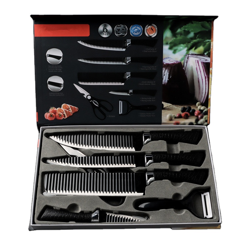 New design 6 pcs/set Stainless Steel Kitchen Knives Multi-Functional Ceramic Peeler Knife Sets swiss knife