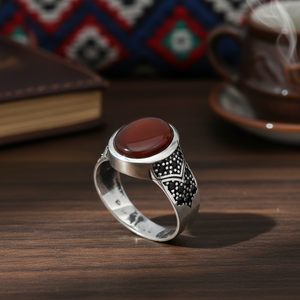 Agate Oval Shape Gemstone Authentic <b>Men</b> <b>Ring</b> Turkish Wholesale Handmade 925 Sterling Silver - Product Image 3