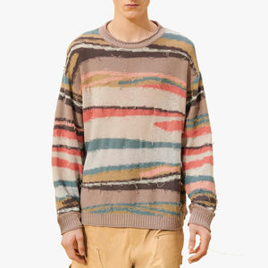 Pull en lin tricoté pour homme avec logo personnalisé, col rond, respirant et anti-rétrécissement, motifs imprimés, styles ODM/OEM - Product Image 1