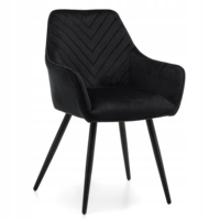 Nouveau design fauteuil de salle à manger de luxe gris avec pied en métal noir