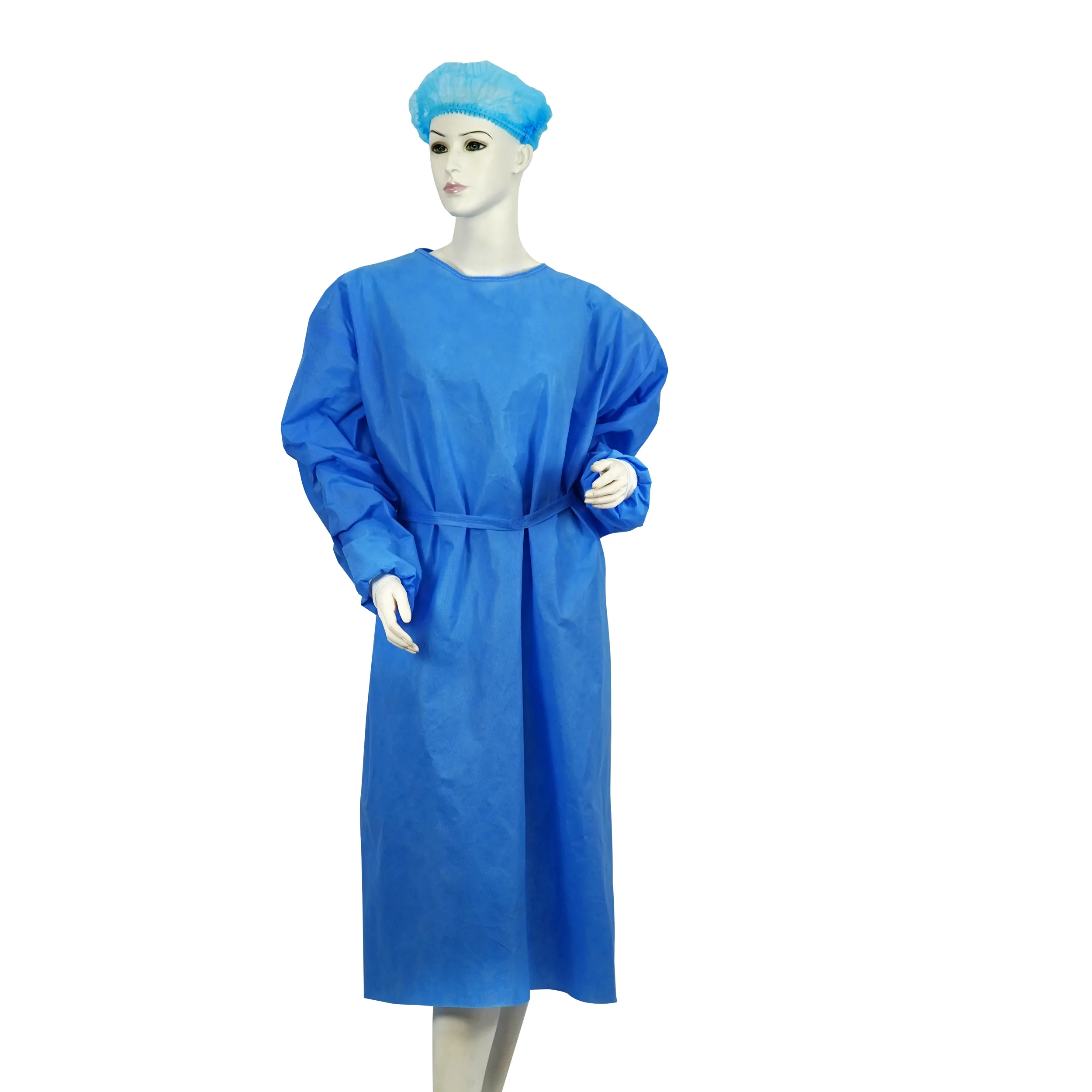 Grosir murah pakaian medis SMS biru gaun isolasi sekali pakai setelan level 1