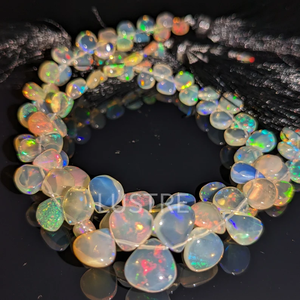 100% cuentas de ópalo etíope Natural en forma de corazón blanco piedras preciosas facetadas hebras perforadas para la fabricación de joyas directamente de Etiopía - Product Image 2