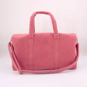 New Designer Sherpa Tote Bag Luggage Duffle Travel Bag Gym Sports Pink Duffle Bag