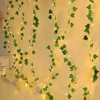 Guirlande lumineuse LED en forme de feuilles de lierre artificielles pour fenêtre, rideau, décoration intérieure, Noël, mariage