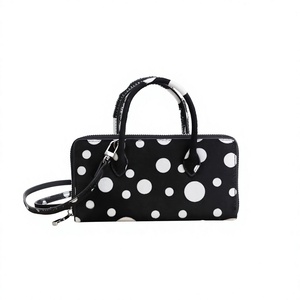 Portefeuille carré moderne et populaire pour femme, en cuir véritable, avec fermeture éclair, motif pois en crin de cheval, pochette de téléphone bandoulière - Product Image 3