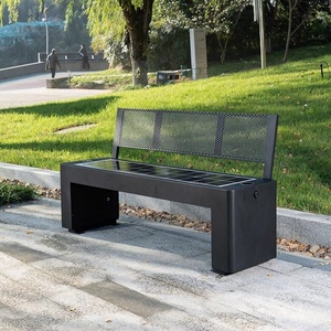 Banc de parc solaire intelligent avec musique Bluetooth, éclairage sans fil, recharge sans fil, Wi-Fi, 4 places, design moderne, sans câblage requis - Product Image 4