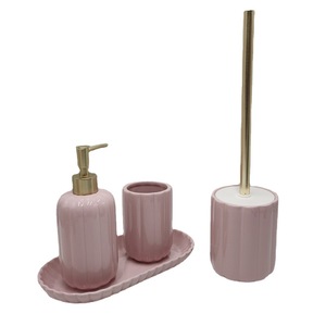 Home Decor <strong>Ceramic</strong> Bathroom <strong>Accessories</strong> Set Baby Pink Set Bathroom <strong>Accessories</strong> Use for <strong>Bath</strong> and Hotel - Product Image 6