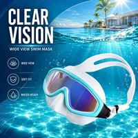 Masque de natation à large champ de vision, lentille panoramique teintée, joint en silicone souple, étanche, sangle réglable pour l'entraînement en piscine et la plongée avec tuba