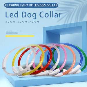 야간 안전 조정 가능한 <span class=keywords><strong>Led</strong></span> 빛 애완 동물 고양이 개 목걸이 USB 충전 - Product Image 2