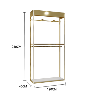 Présentoir pour magasin de vêtements Fashion Man Logo personnalisé <span class=keywords><strong>Design</strong></span> Métal Doré Étagères à suspendre pour vêtements Stand - Product Image 6