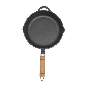Cast Iron Nonstick Frying Pan Round 28Cm With Wooden Handle For Induction And Gas Stove - Product Image 2